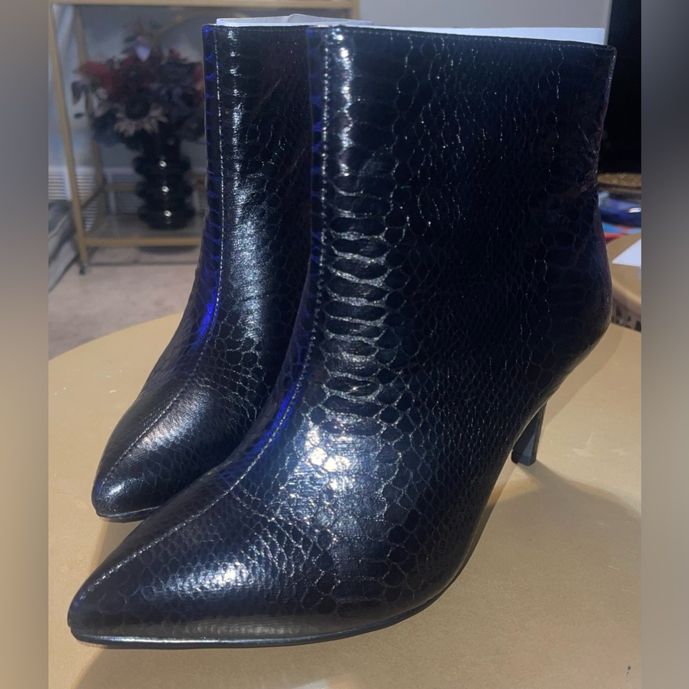 Torrid Wide Width Black Snake Print Pointed Toe Booties
